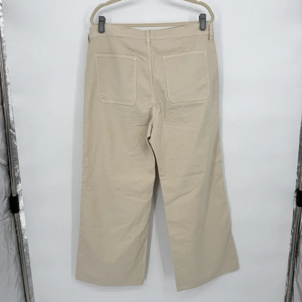 J. Crew Sz 32 Camp Pocket Wide Leg‎ Pants in "Natural"Stretch Cotton Preppy - Picture 4 of 10